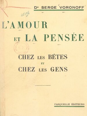 cover image of L'amour et la pensée